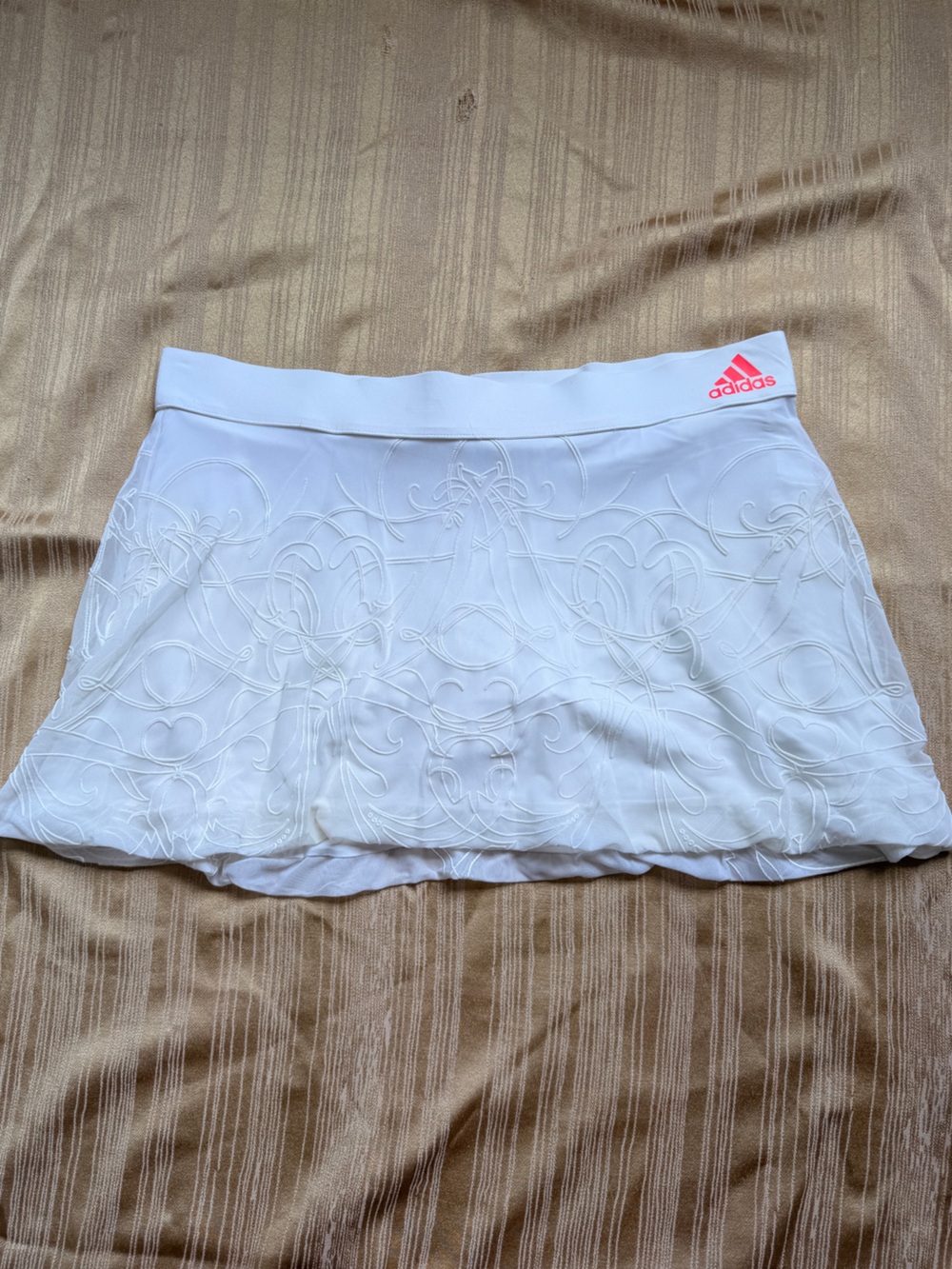 adidas White Embroidered Strapless Tube Top with Pink Logo